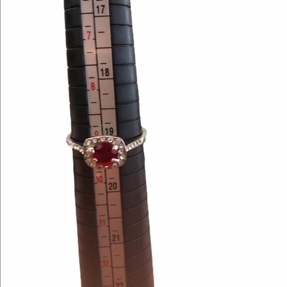 Women silver red zircon CZ Ring Size 9.5 - Picture 5 of 5